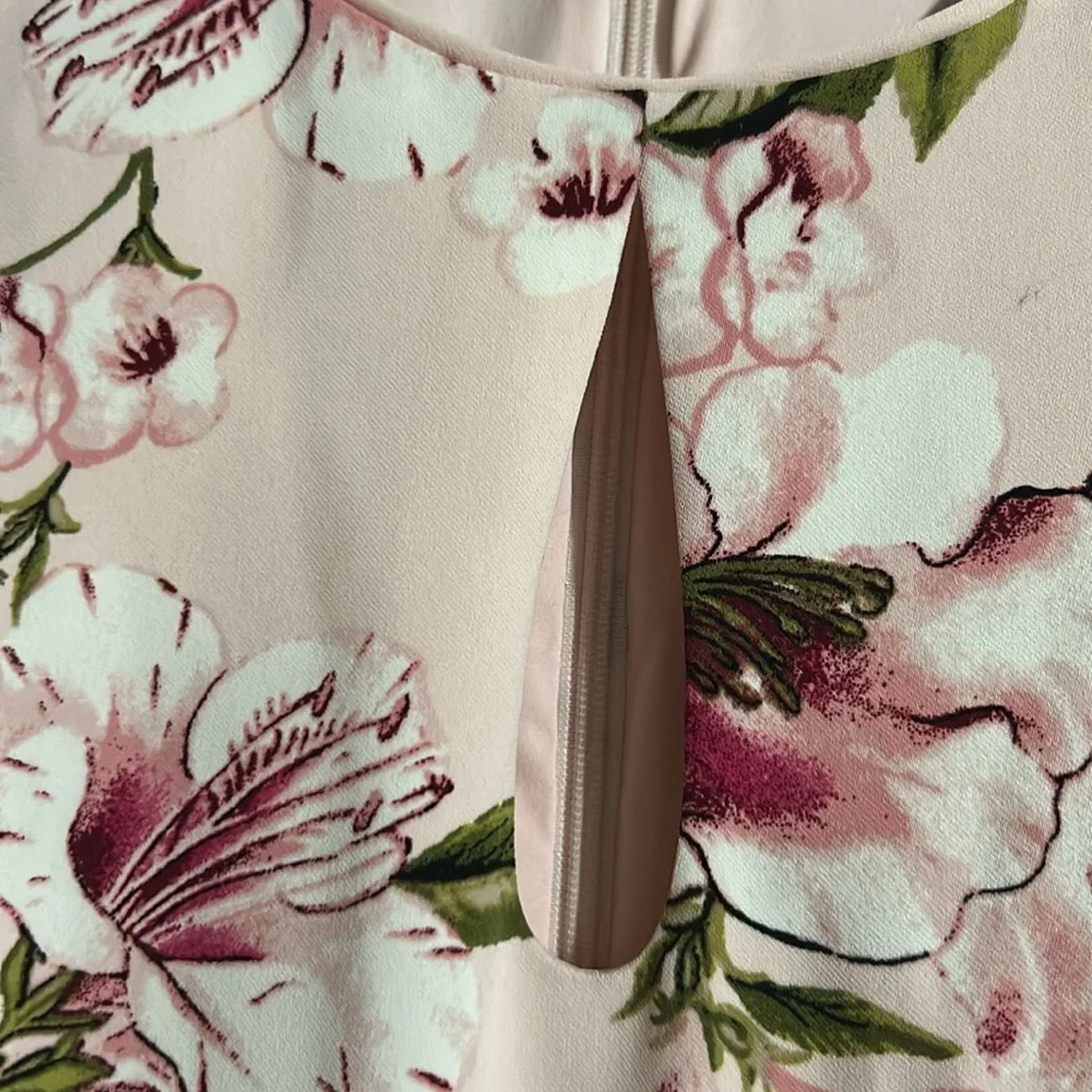 White House Black Market Pink Floral Long Sleeve Dress